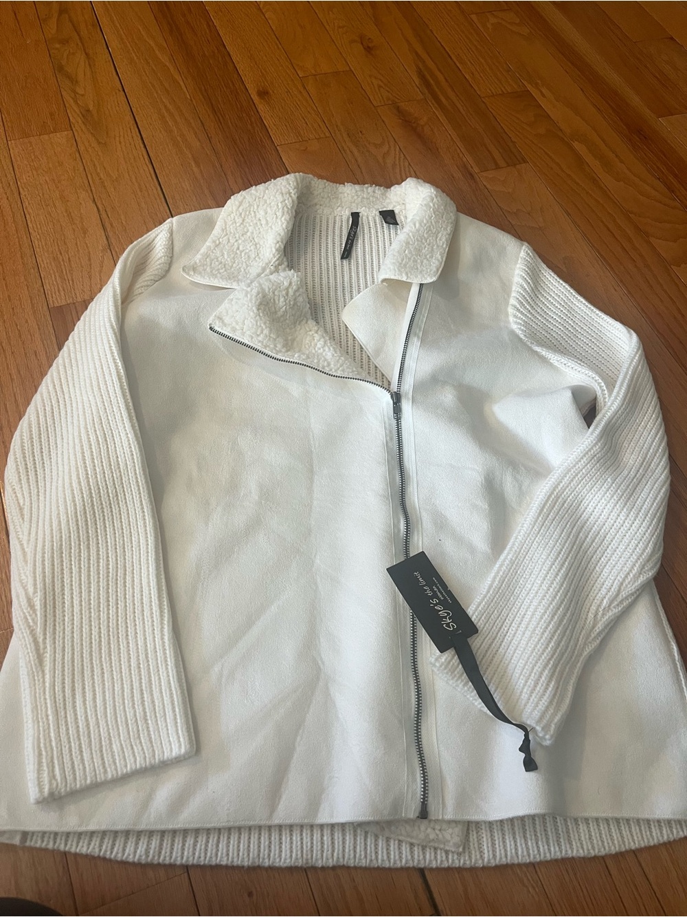 Skye's the Limit Cream Knit Sherpa-Trim Cardigan